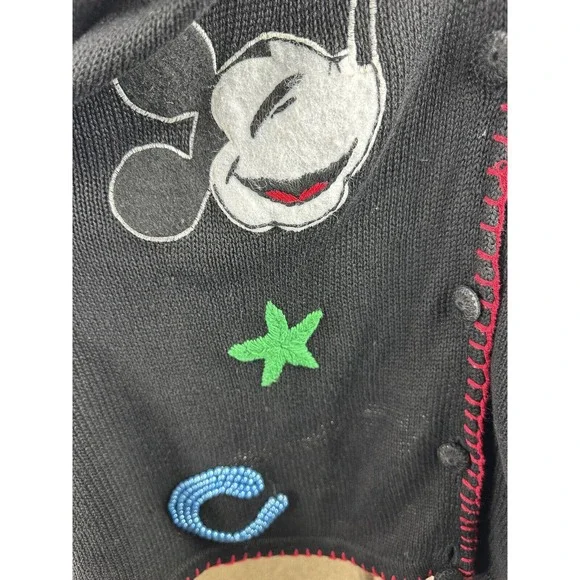 Rare Vtg Mickey & Co Oversized Cardigan Embellished Beaded Embroider Academic 3X - Picture 11 of 16